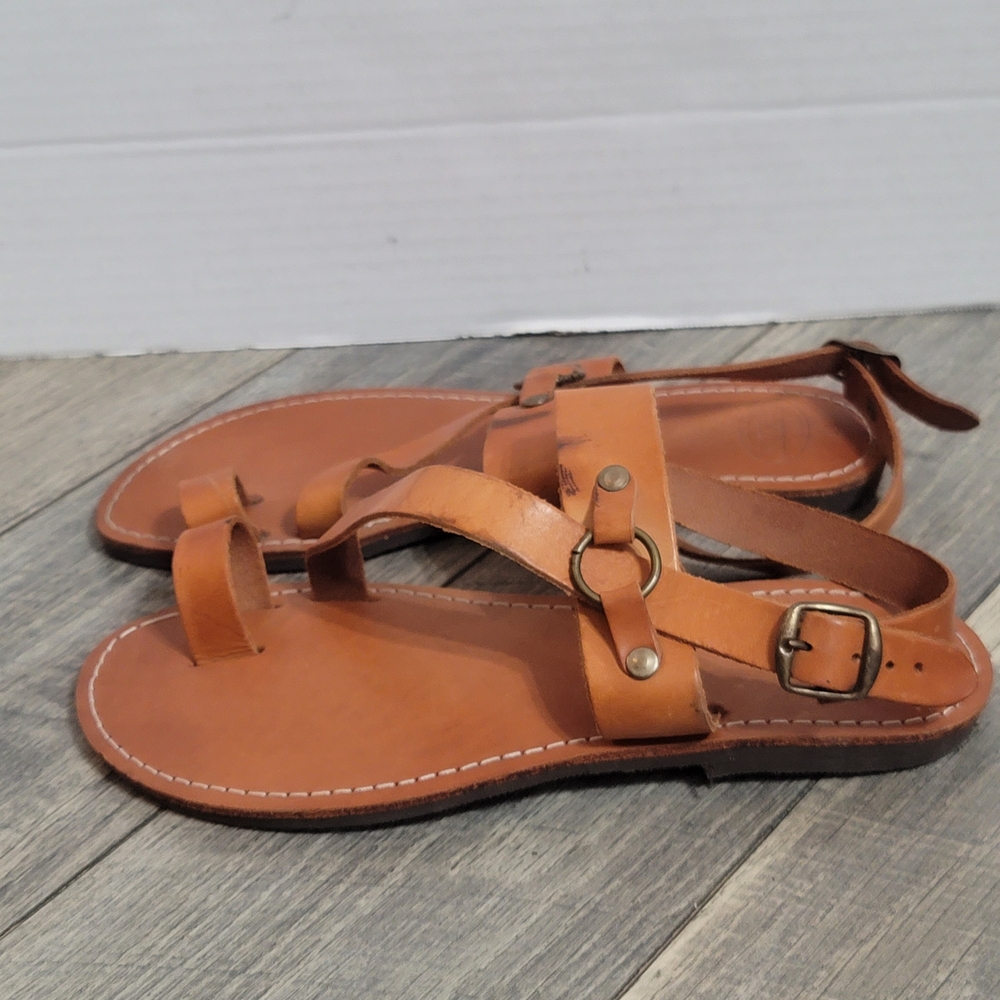 Ananias Handmade Greek Natural Leather Strappy Sandal Gladiator Roman Style Sz12 - Picture 3 of 8